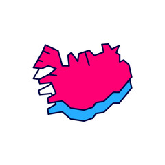 Filled outline Map of Iceland icon isolated on white background. Vector