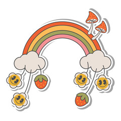 Retro,vintage sticker.bright groovy print 70s.Card 2000.Y2k.Vector flat illustration.