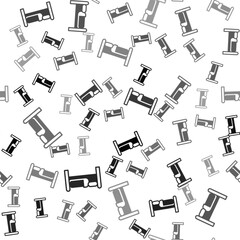 Black Bed icon isolated seamless pattern on white background. Vector