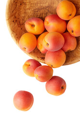 Fresh apricots in the wooden bowl still life. PNG - 644249993