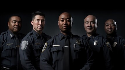 Police officers in the workplace. Portrait of confident officers of the law. Diversity. Generative AI.