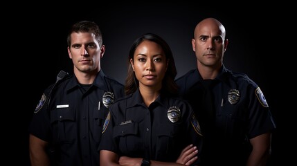 Police officers in the workplace. Portrait of confident officers of the law. Diversity. Generative AI.