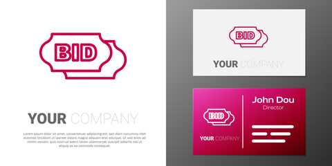 Logotype line Bid icon isolated on white background. Auction bidding. Sale and buyers. Logo design template element. Vector