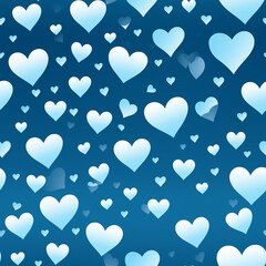 Blue valentines day background with hearts seamless pattern. High quality photo