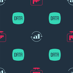 Set Pie chart infographic, and Data analysis on seamless pattern. Vector