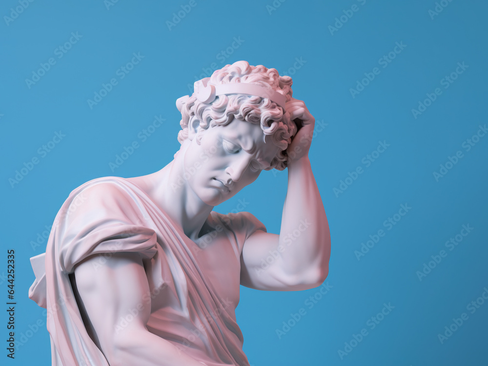 Wall mural ancient greek sculpture of thinking man.