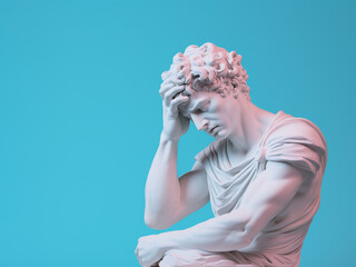 Ancient Greek sculpture of thinking man. - obrazy, fototapety, plakaty