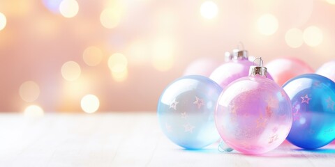 Naklejka na ściany i meble Christmas decorated balls. Merry Christmas and Happy new year. Festive background with xmas decoration balls