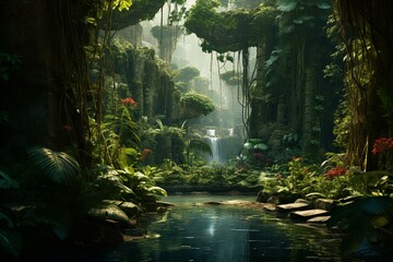A scenario resembling an Amazonian jungle. Generative AI