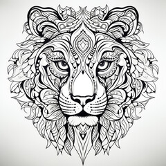 illustration for children and adults for coloring and tattoo design. Created with generated AI technology - 644252571