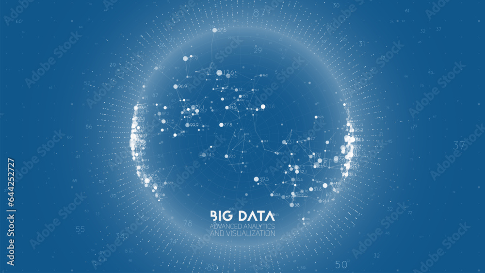Poster Big data visualization. Futuristic infographic. Information aesthetic design. Visual data complexity. Complex data threads graphic visualization. Abstract data graph.