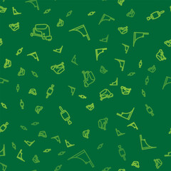 Set line Skateboard helmet, Screwdriver and park on seamless pattern. Vector