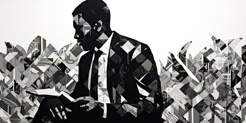 black and white pattern of black man in black and white Generative Ai