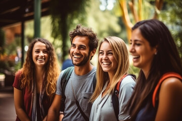 Fototapeta premium Group of friends hanging out a Zoo. 