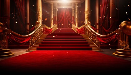 Red Carpet Bollywood Stage, Maroon Steps Spot Light Backdrop of the Golden Regal Awards