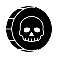 
Pirate gold coin icon with a skull. Pirate treasure,isolated on white background.
