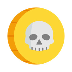 
Pirate gold coin icon with a skull. Pirate treasure,isolated on white background.
