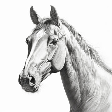hiperrealistic pencil drawing of a horse head portrait, generative AI
