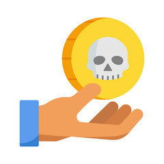 
Pirate gold coin icon with a skull. Pirate treasure,isolated on white background.
