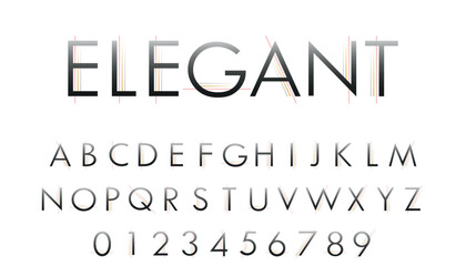 modern font including uppercase letters and numbers, minimal typography with lines