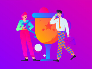 Business People Flat Vector Concept Operation Hand Drawn Illustration
