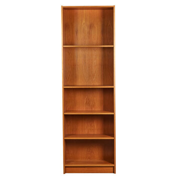 recommend clip art: Narrow teak display shelf or bookcase. Mid-Century Modern furniture. No background png.