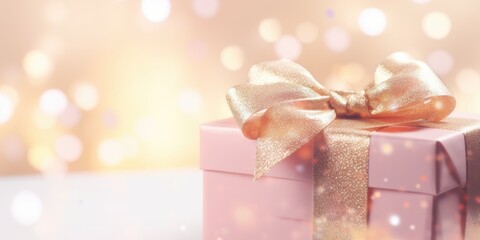 Fototapeta premium Gift box for birthday, festive anniversary, happy valentine's day and wedding, gift presents for black friday sale. Christmas and New Year gift boxes surprise. soft colors