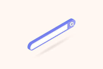 Isometric search bar icon with magnifying glass. Url window, web address field, browser cell button for ui, search engine optimization, navigation concept. Isolated 3d vector on right view angle