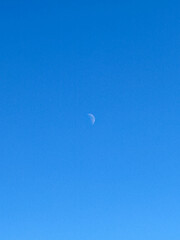 Crescent Moon in the Blue Sky of Amsterdam, Netherlands