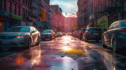 Nighttime Commute: Exploring Urban Roads Amidst Buzzing Traffic and City Lights in New York's Dynamic Streets, generative AI