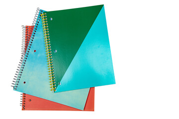 Isolated stack of spiral bound notebooks