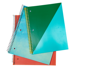 Isolated stack of spiral bound notebooks