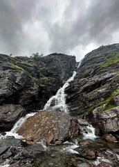 Waterfall between 2 montains