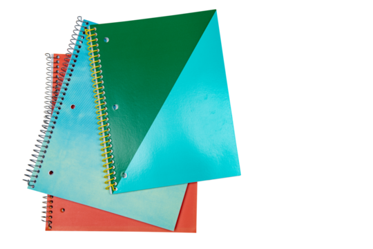 Isolated stack of spiral bound notebooks