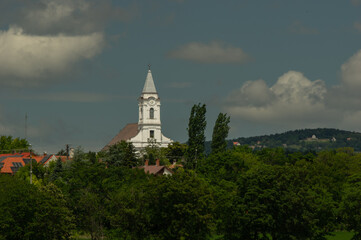 Landscape view with Aszofo village and Szent Laszlo church