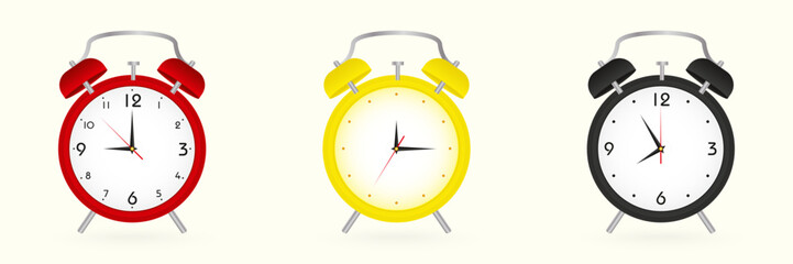 Alarm clock set, three versions of clock.