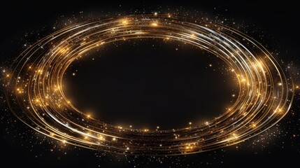 An image of gold glittering circles forming a ring of sparkling light.