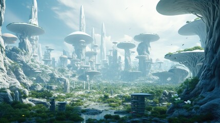 Futuristic background that combines technology and nature.