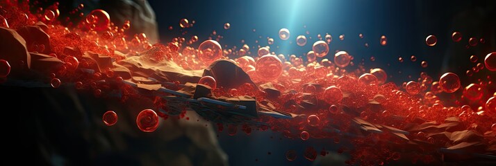 A 3D animation image showing the formation and consequences of a blood clot. - obrazy, fototapety, plakaty