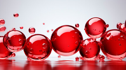 red transparent air crystal balls on light background