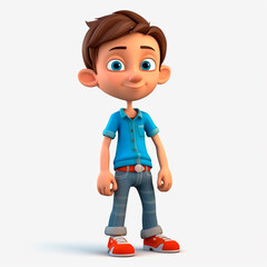 3d boy in a blue shirt and pants