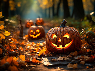 Calabazas alumbradas, tema de Halloween