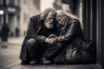 couple praying in the street paceful hopefully