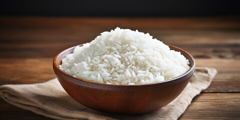 Fototapeta na wymiar Cereal dry ingredient food grain rice raw healthy bowl vegetarian diet white meal