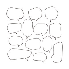 Set of hand drawn doodle style speech bubble, chat, story and message illustrations.