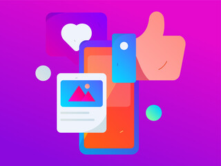 Virtual characters social communication concept business flat vector hand drawn illustration