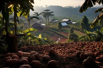 Cocoa plantation in Kolaka, Indonesia. Generative AI