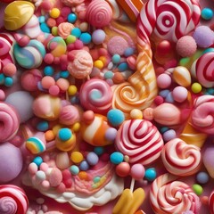 Fototapeta na wymiar A whimsical candy land with towering sugar sculptures2