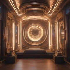 A time traveler's portal room with swirling vortexes1