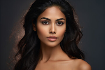 Fototapeta premium Portrait of a smiling young Asian woman with looking at the camera in confidently while standing alone in a room.